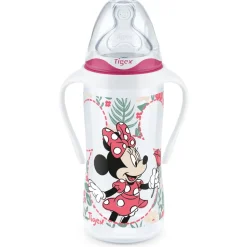 Biberon col large 300ml 6mois et plus avec poignée minnie