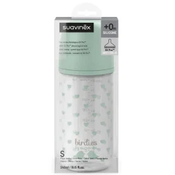 Biberon en verre bébé 240 ml avec tétine sx pro birdies vert