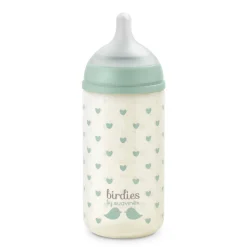Biberon en verre bébé 240 ml avec tétine sx pro birdies vert