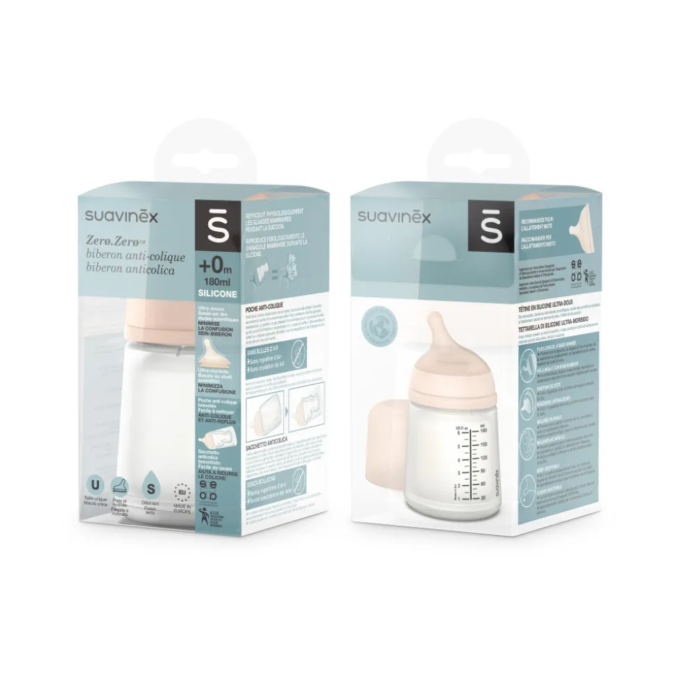 Biberon 180 ml anti-colique zerø.zerø débit lent fair