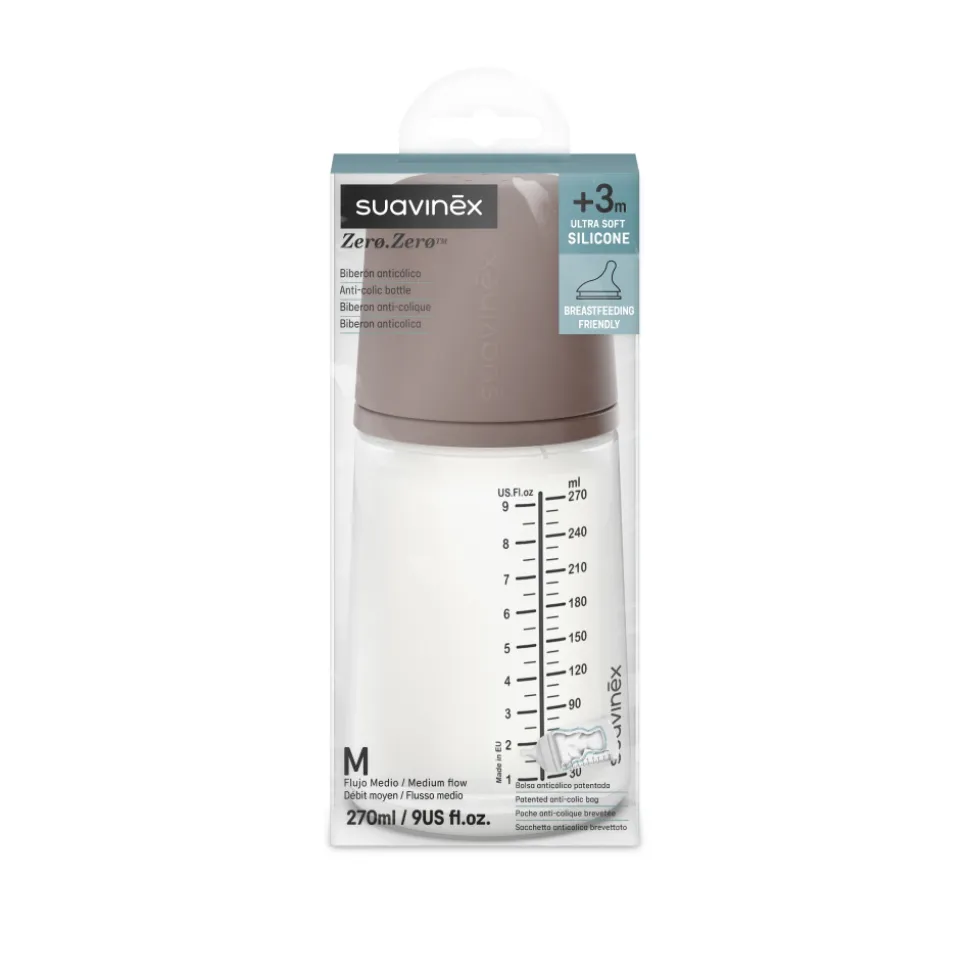 Biberon 270 ml anti-colique zerø.zerø débit moyen deep