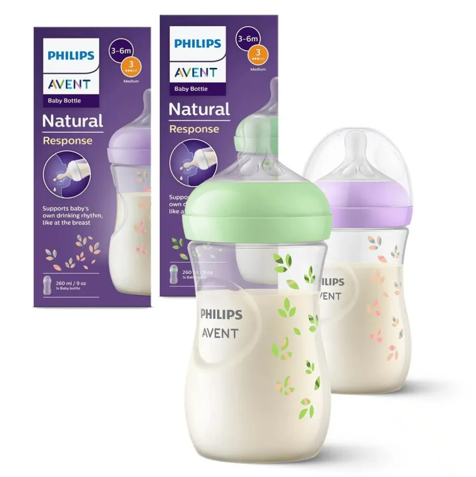 Biberon natural response 260 ml feuilles