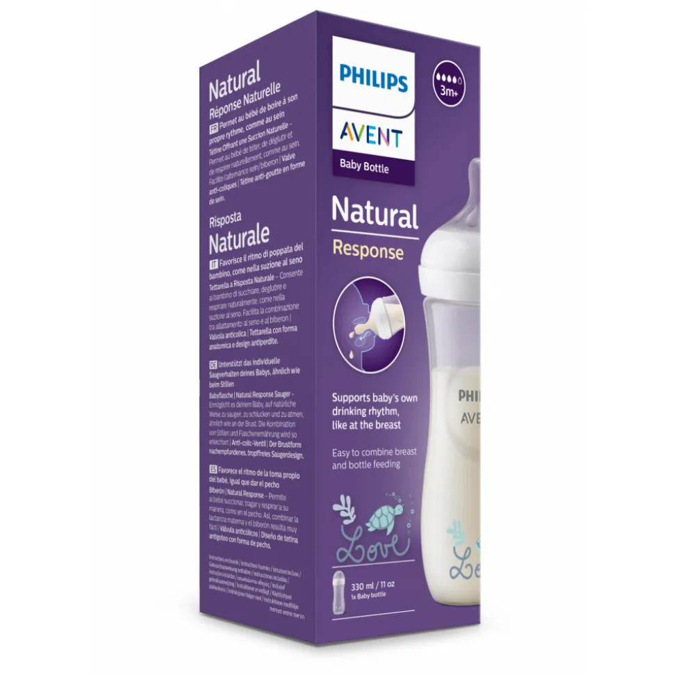 Biberon natural response 330 ml imprimé love