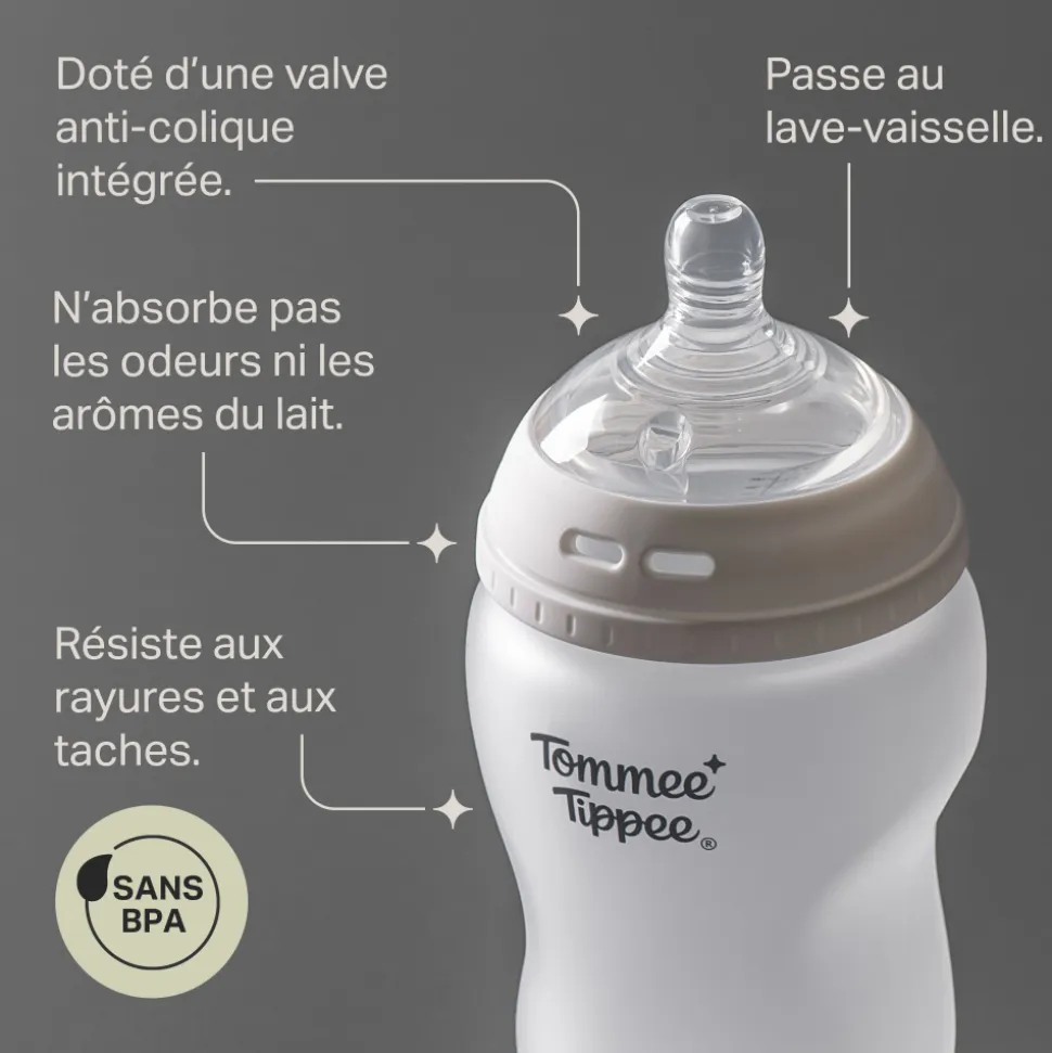 Biberon natural start verre avec protection silicone, 260ml - lot de 2