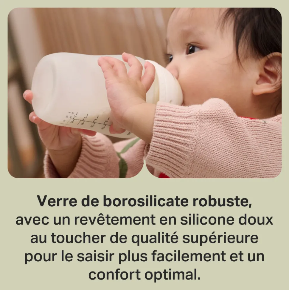 Biberon natural start verre avec protection silicone, 260ml - lot de 2