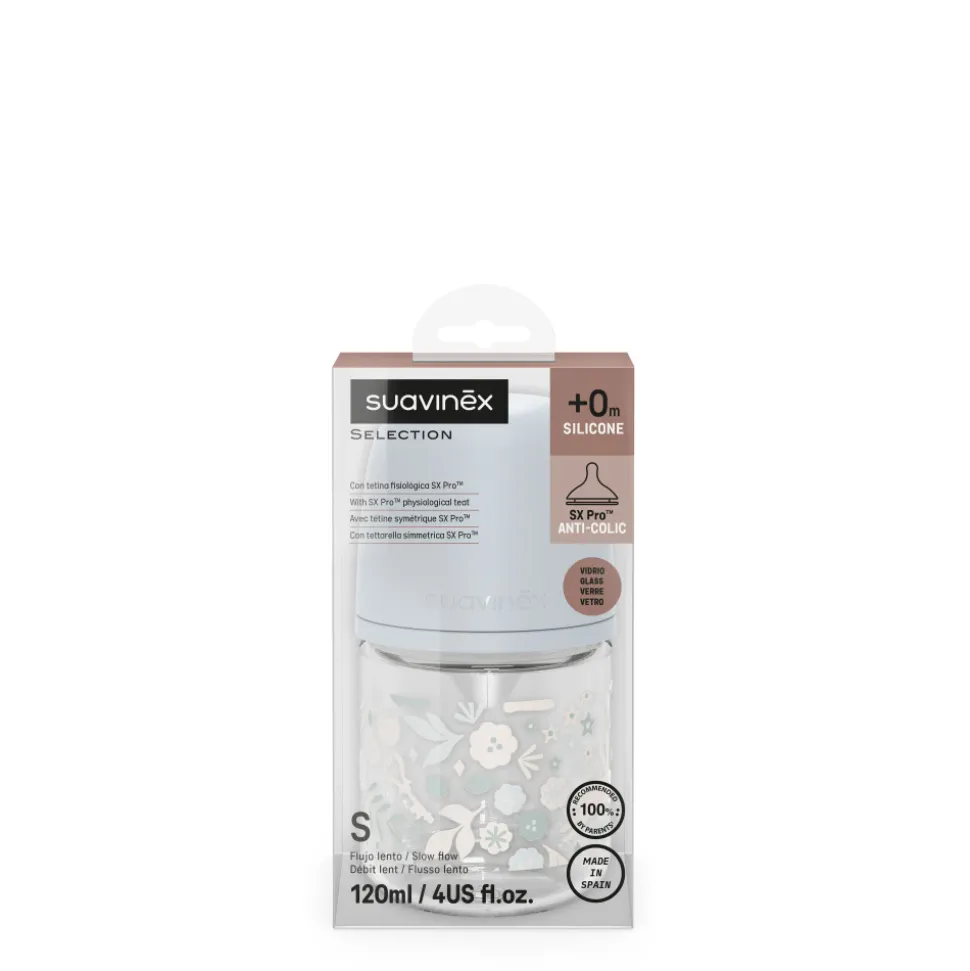 Biberon verre 120 ml avec tétine sx pro s wonderland bleu