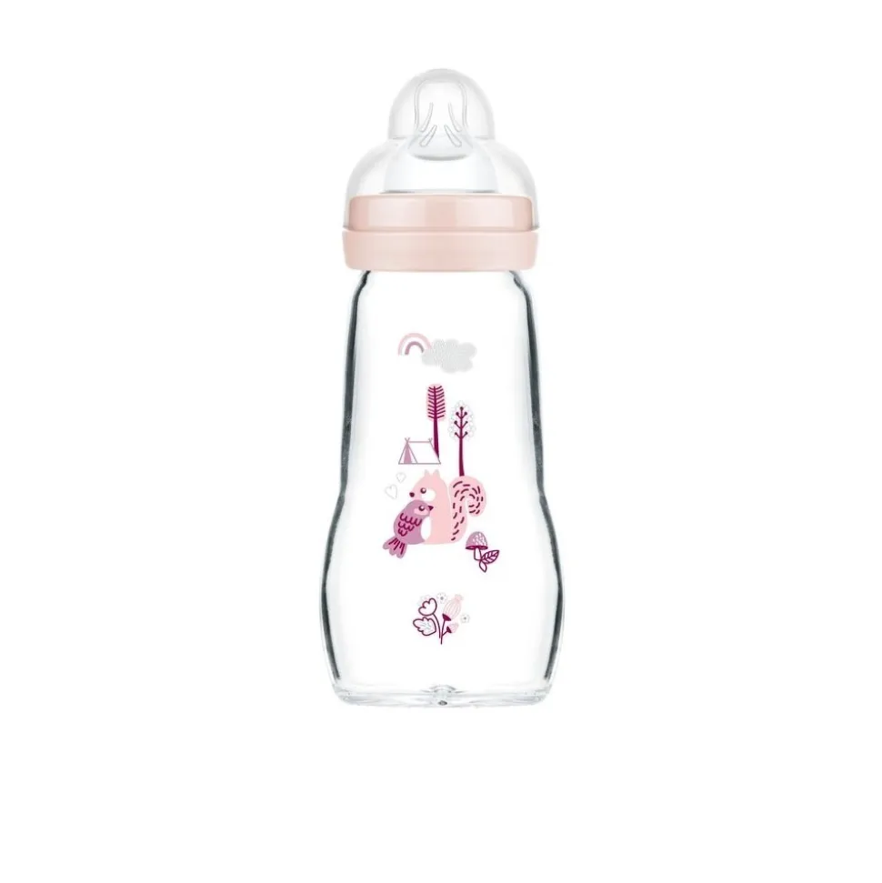 Biberon verre 260 ml rose