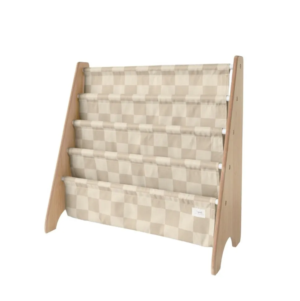 Bibliothèque enfant damier beige