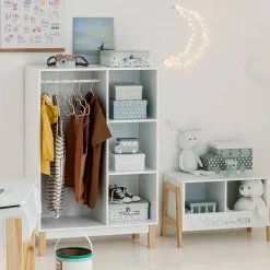Bibliothèque enfant double casier blanc et bois