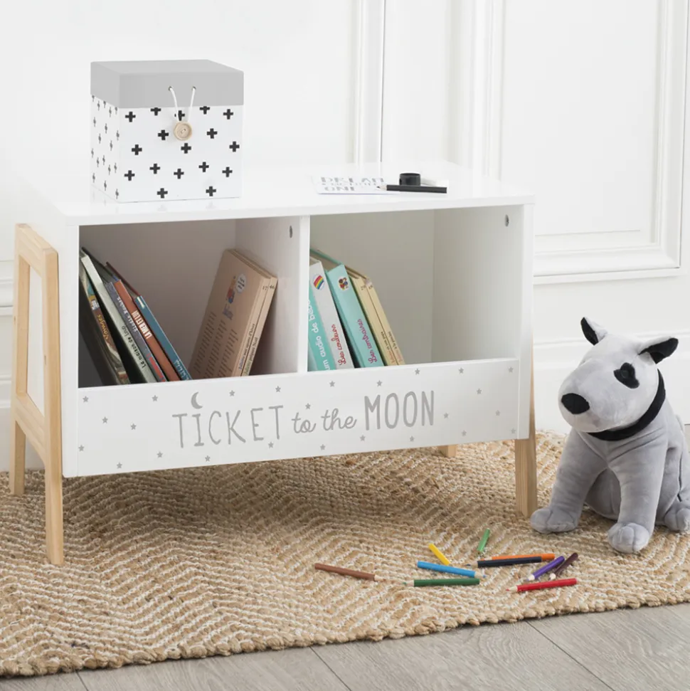 Bibliothèque enfant double casier blanc et bois