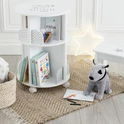Bibliothèque enfant ronde blanche et grise