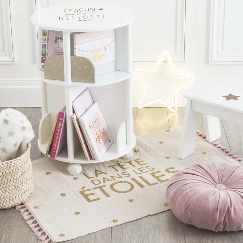 Bibliothèque enfant ronde blanche et rose
