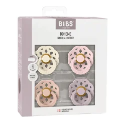 Bibs pacifier boheme 4 pack latex size 2 ivory/blush/blossom/dusky lilac