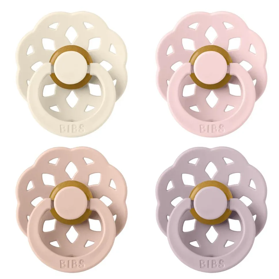 Bibs pacifier boheme 4 pack latex size 1 ivory/blush/blossom/dusky lilac