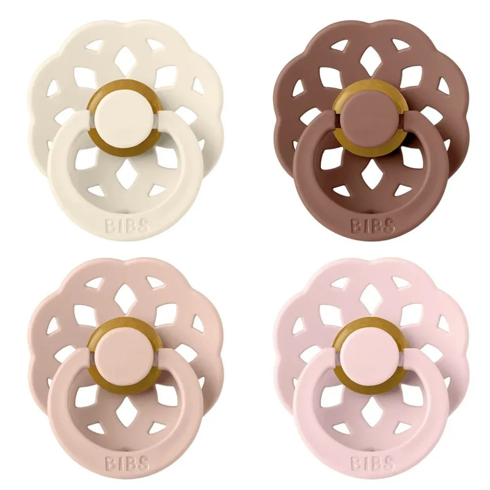 Bibs pacifier boheme 4 pack latex size 1 ivory/blush/woodchuck/blossom