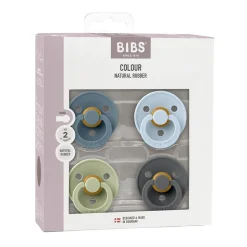 Bibs pacifier colour 4 pack latex size 1 petrol/sage/baby blue/iron