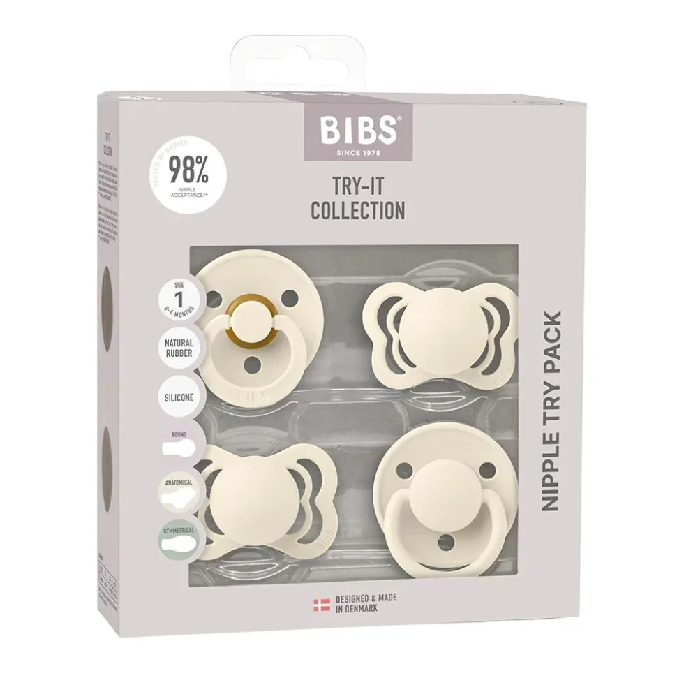 Bibs pacifiers try-it collection size 2 ivory