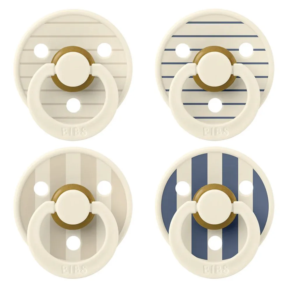 Bibs pacifier studio colour 4 pack latex size 2 pin ivory vanilla mix/pin ivory steel blue mix