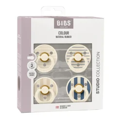 Bibs pacifier studio colour 4 pack latex size 2 pin ivory vanilla mix/pin ivory steel blue mix