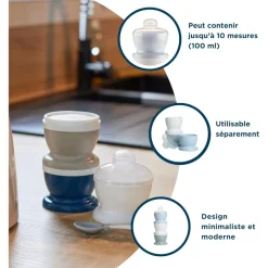 Boite doseuse lait bleu océan - 3 compartiments
