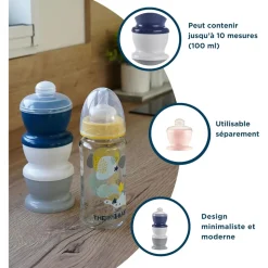 Boite doseuse lait gris charme - 3 compartiments