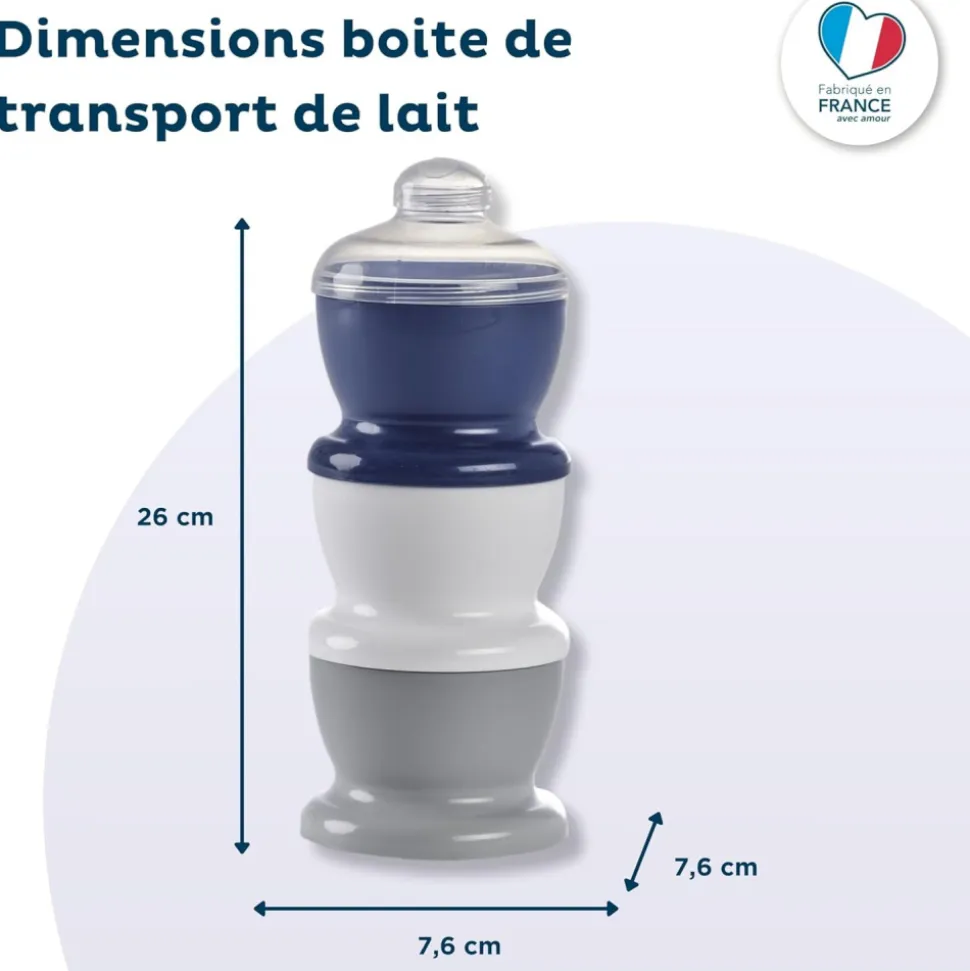 Boite doseuse lait gris charme - 3 compartiments