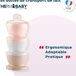 Boite doseuse lait rose poudré - 3 compartiments