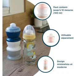 Boite doseuse lait rose poudré - 3 compartiments