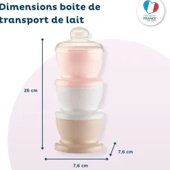 Boite doseuse lait rose poudré - 3 compartiments