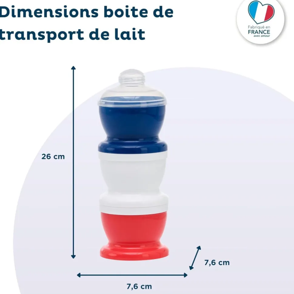 Boite doseuse lait tricolore - 3 compartiments