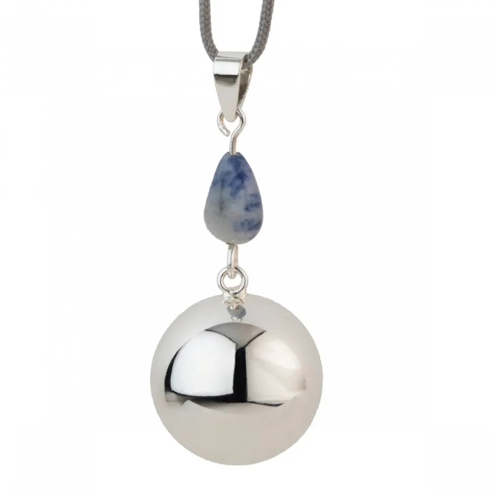 Bola de grossesse argent avec pierre bleue et grise