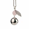 Bola de grossesse argent avec grigri feuille et perle rose