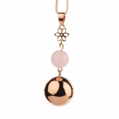 Bola de grossesse or rose avec grigri fleur et perle rose