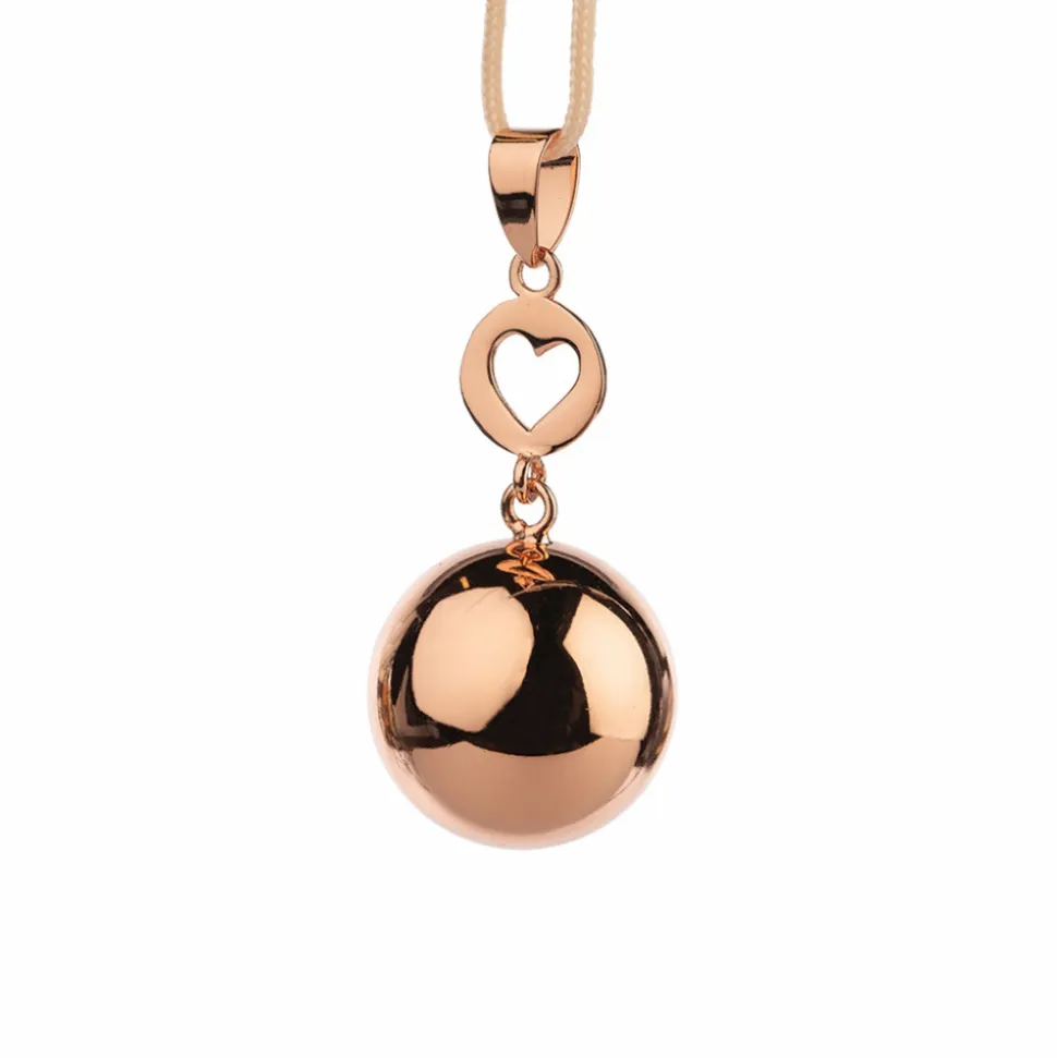Bola de grossesse or rose avec grigri coeur