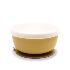 Bol avec ventouse et couvercle jaune