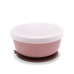 Bol avec ventouse et couvercle rose