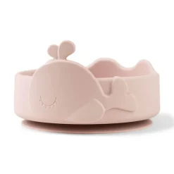 Bol ventouse et cuillère silicone wally rose
