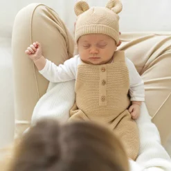 Bonnet bébé maille caramel naissance