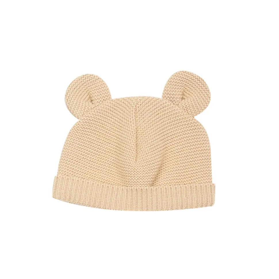 Bonnet bébé maille caramel naissance