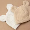 Bonnet bébé maille sable naissance