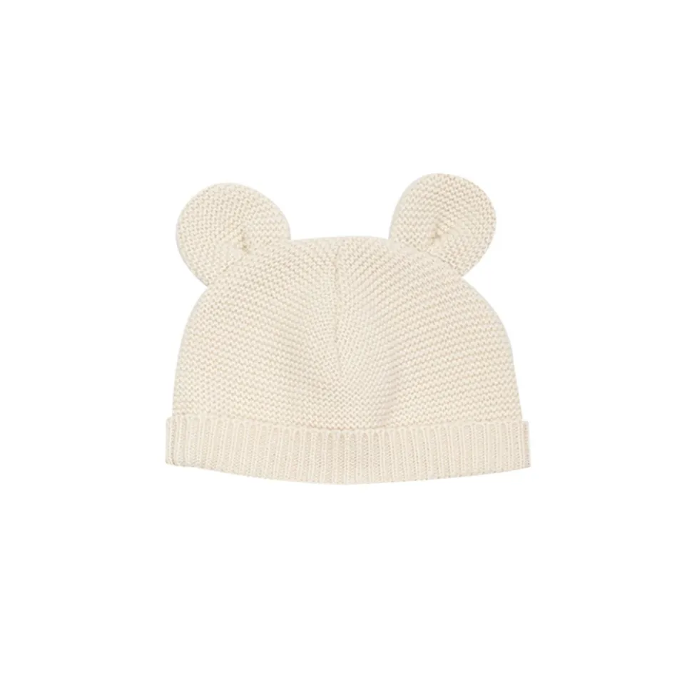 Bonnet bébé maille sable naissance