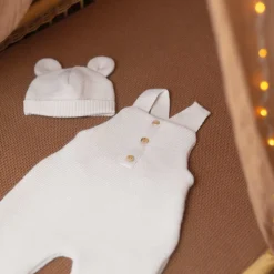 Bonnet bébé maille sable naissance