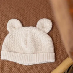 Bonnet bébé maille sable naissance