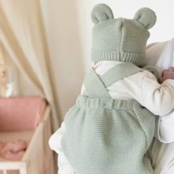 Bonnet bébé maille vert olive naissance