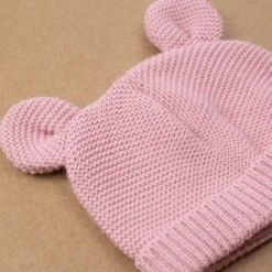 Bonnet bébé maille vieux rose naissance