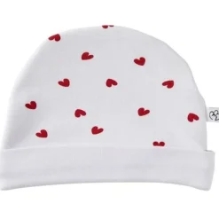 Bonnet doublé blanc imprimé cœur - 12 mois
