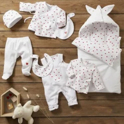 Bonnet doublé blanc imprimé cœur - 6 mois