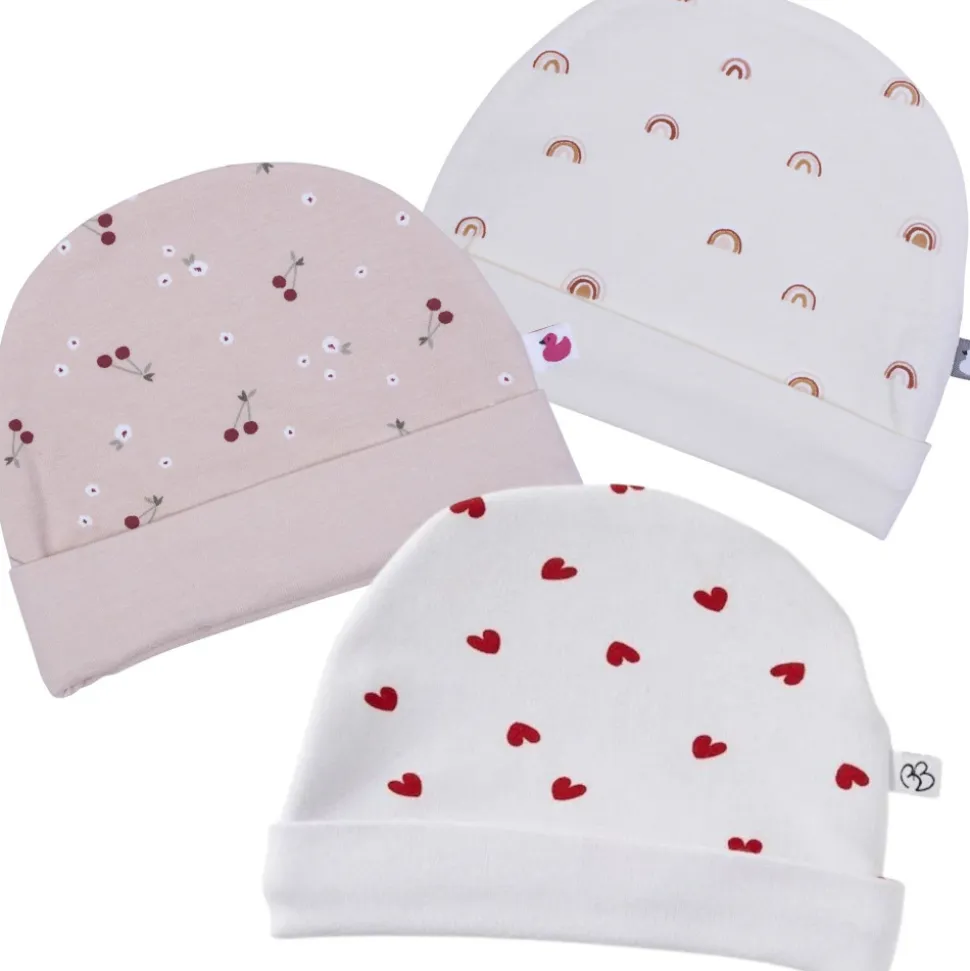 Bonnet doublé blanc imprimé cœur - 6 mois