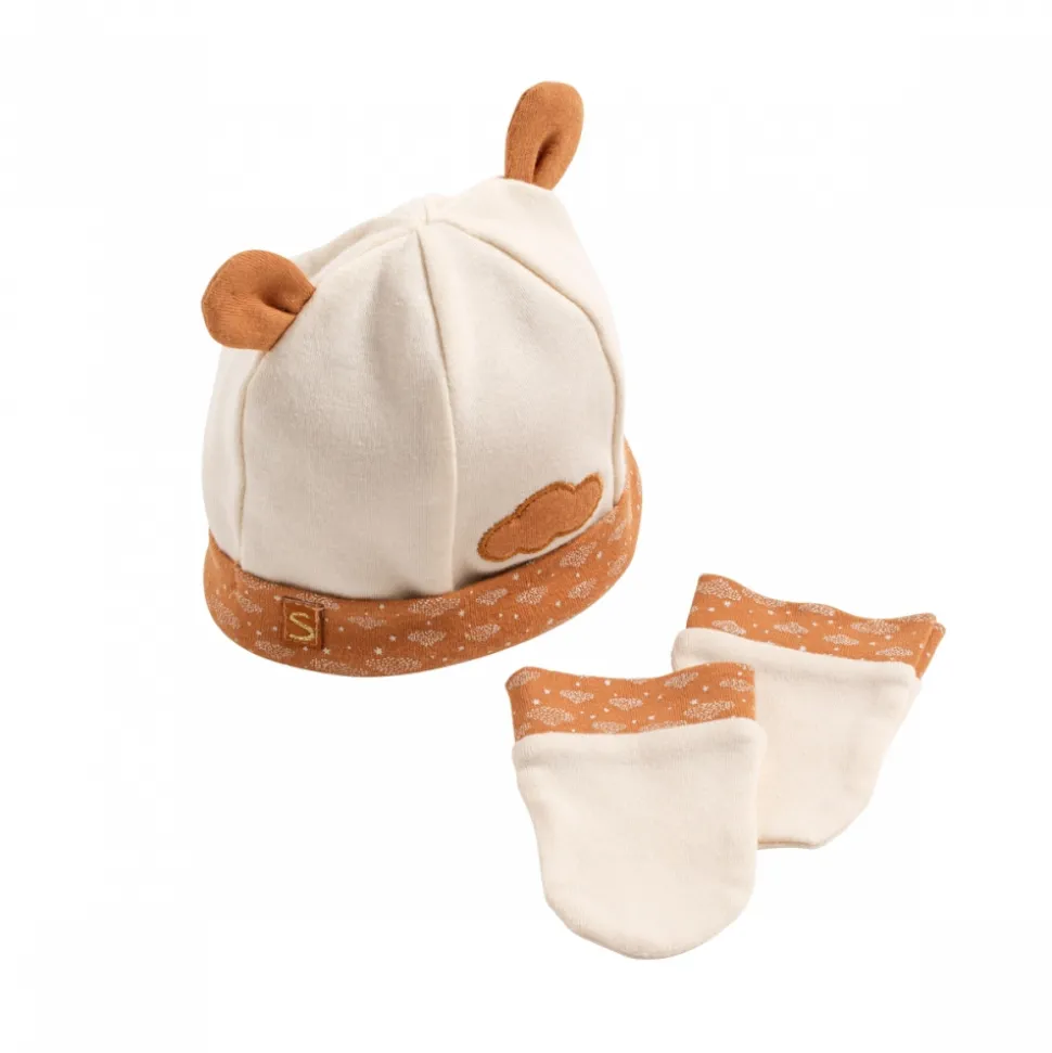 Bonnet et moufles naissance nuage orsino
