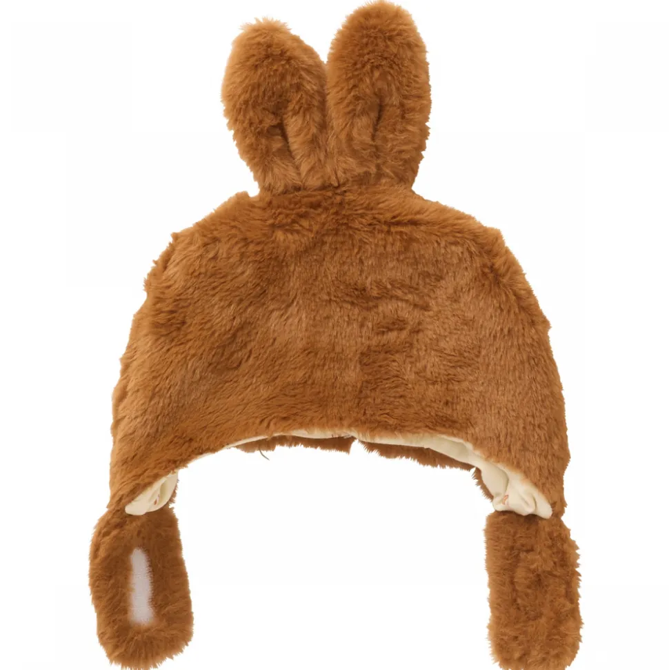 Bonnet lapin en fausse fourrure angora - havane 12/18 mois